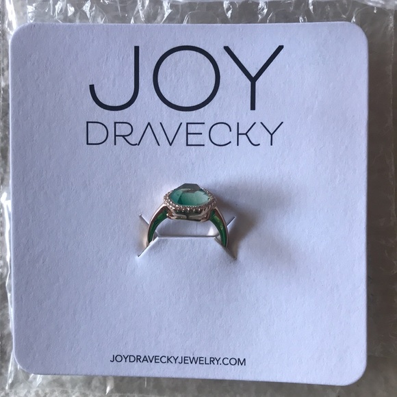 Joy Dravecky | Chloe Ombré Green Glass Stone In Cubic Zirconia Pave Ring - Picture 4 of 10